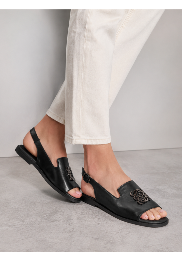 Sandały Damskie Skórzane Buty Eleganckie Letnie Casual Czarne