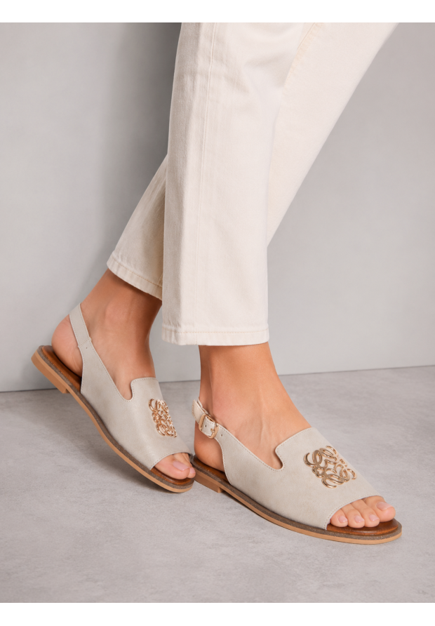 Sandały Damskie Skórzane Buty Eleganckie Letnie Casual Złote