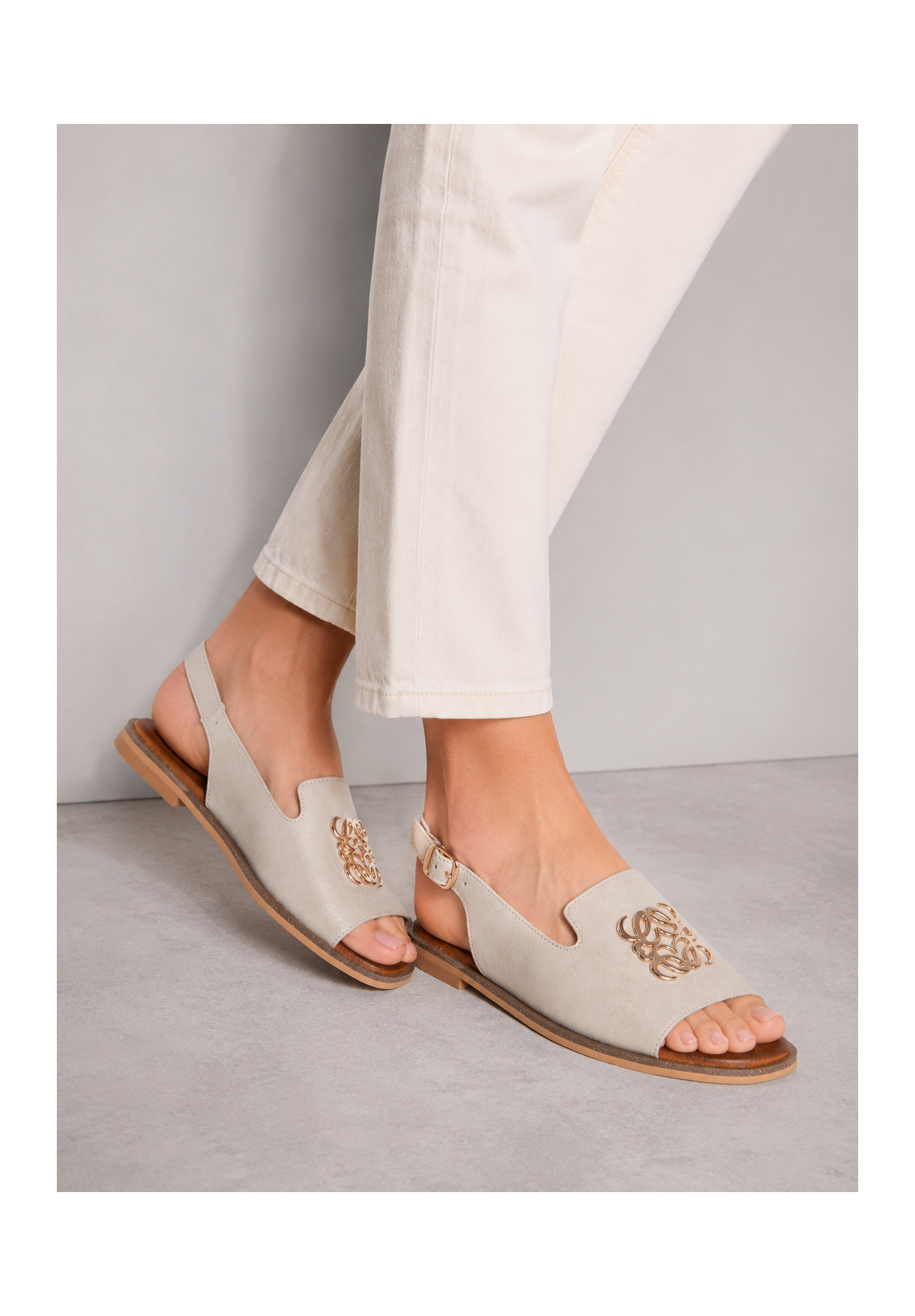 Sandały Damskie Skórzane Buty Eleganckie Letnie Casual Złote