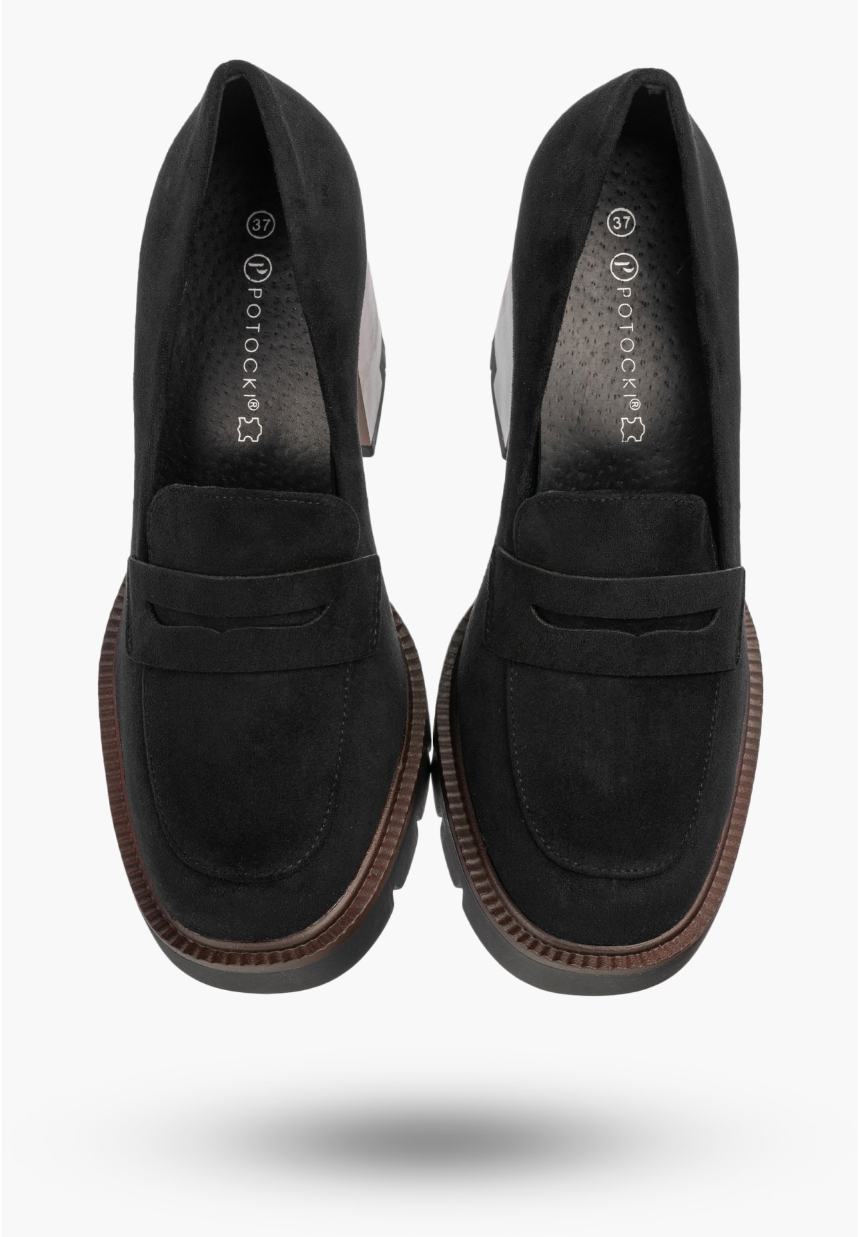 Mokasyny Damskie Buty Eleganckie Półbuty Skórzana Wkładka Czarne Potocki