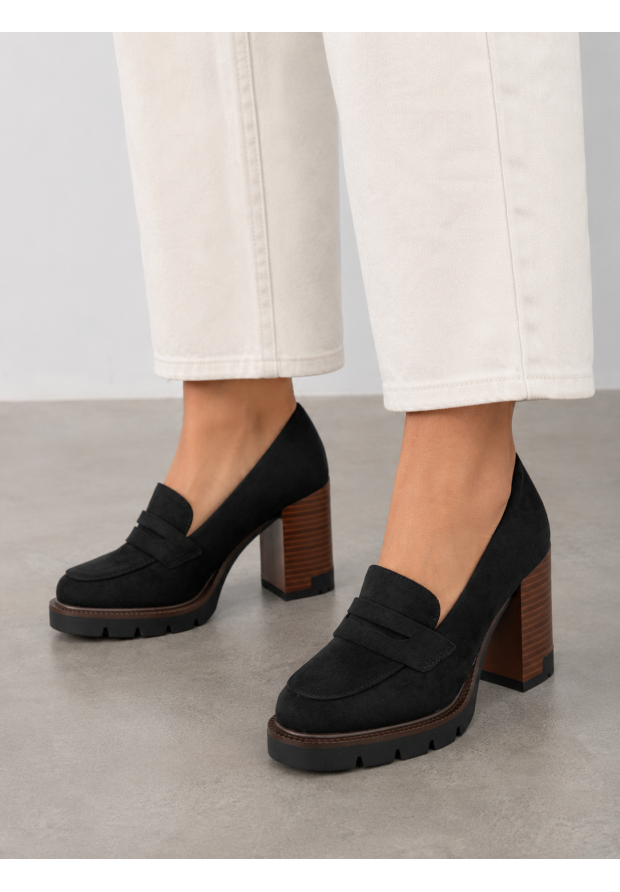 Mokasyny Damskie Buty Eleganckie Półbuty Skórzana Wkładka Czarne Potocki