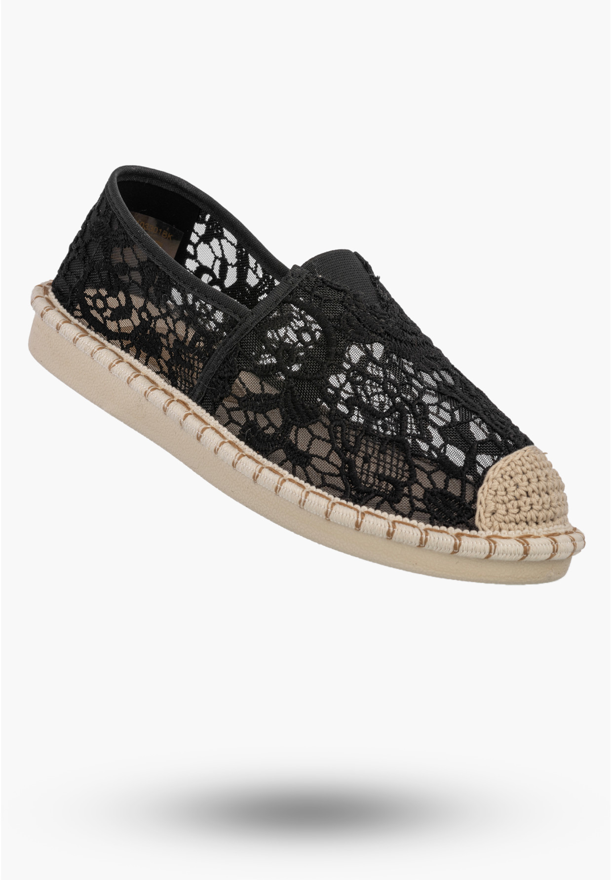 Espadryle Damskie Koronkowe Buty Casual Półbuty Letnie Czarne Potocki