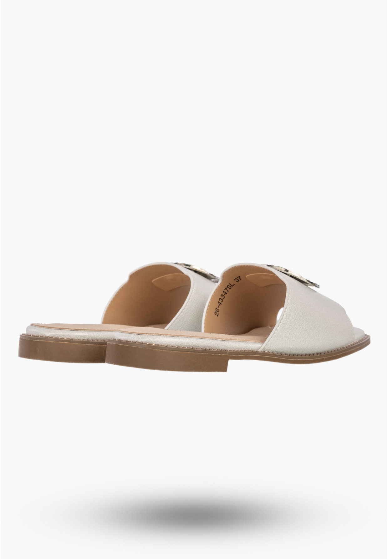 Klapki Damskie Ekoskóra Buty Wsuwane Eleganckie Skórzana Wkładka Srebrne