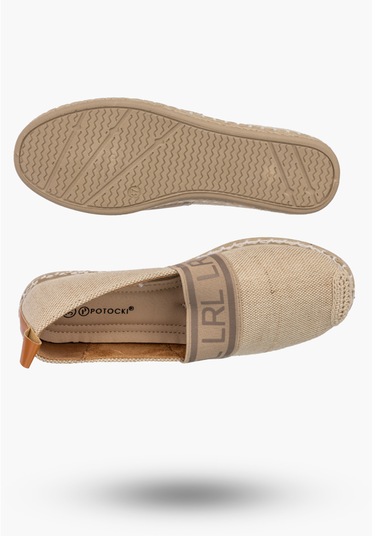 Espadryle Damskie Materiałowe Buty Wsuwane Lekkie Casual Beżowe