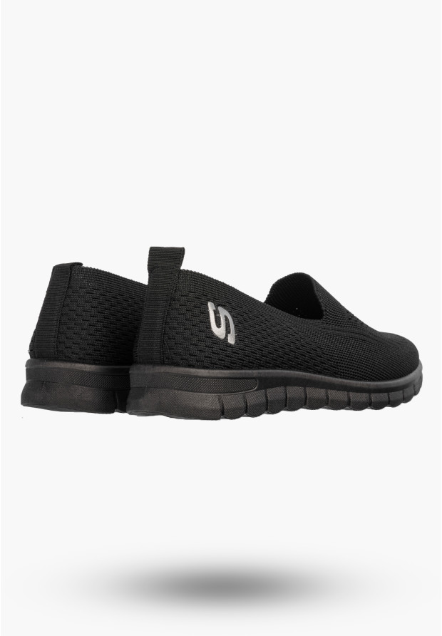 Półbuty Sportowe Damskie Tekstylne Buty Wsuwane Sneakersy Slip On Czarne