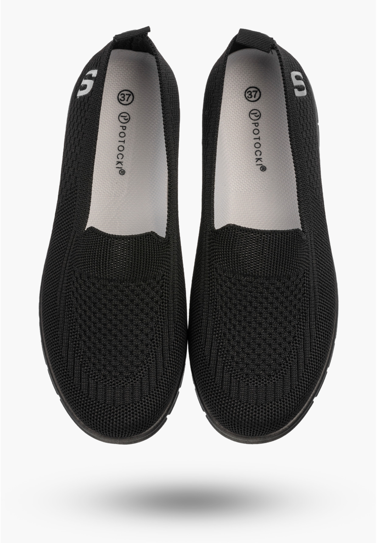 Półbuty Sportowe Damskie Tekstylne Buty Wsuwane Sneakersy Slip On Czarne
