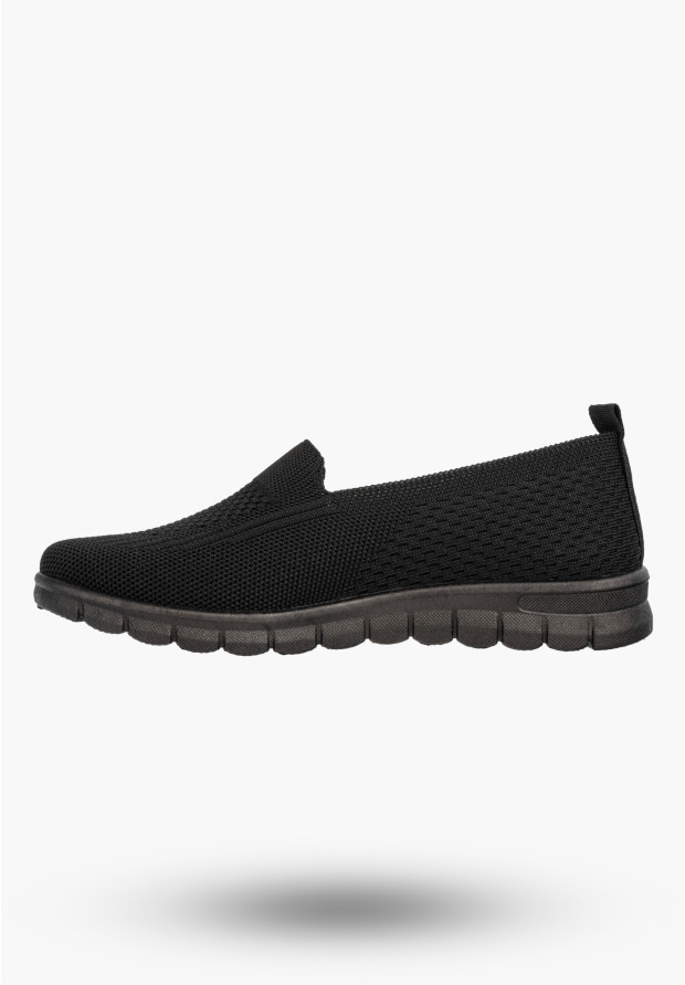 Półbuty Sportowe Damskie Tekstylne Buty Wsuwane Sneakersy Slip On Czarne