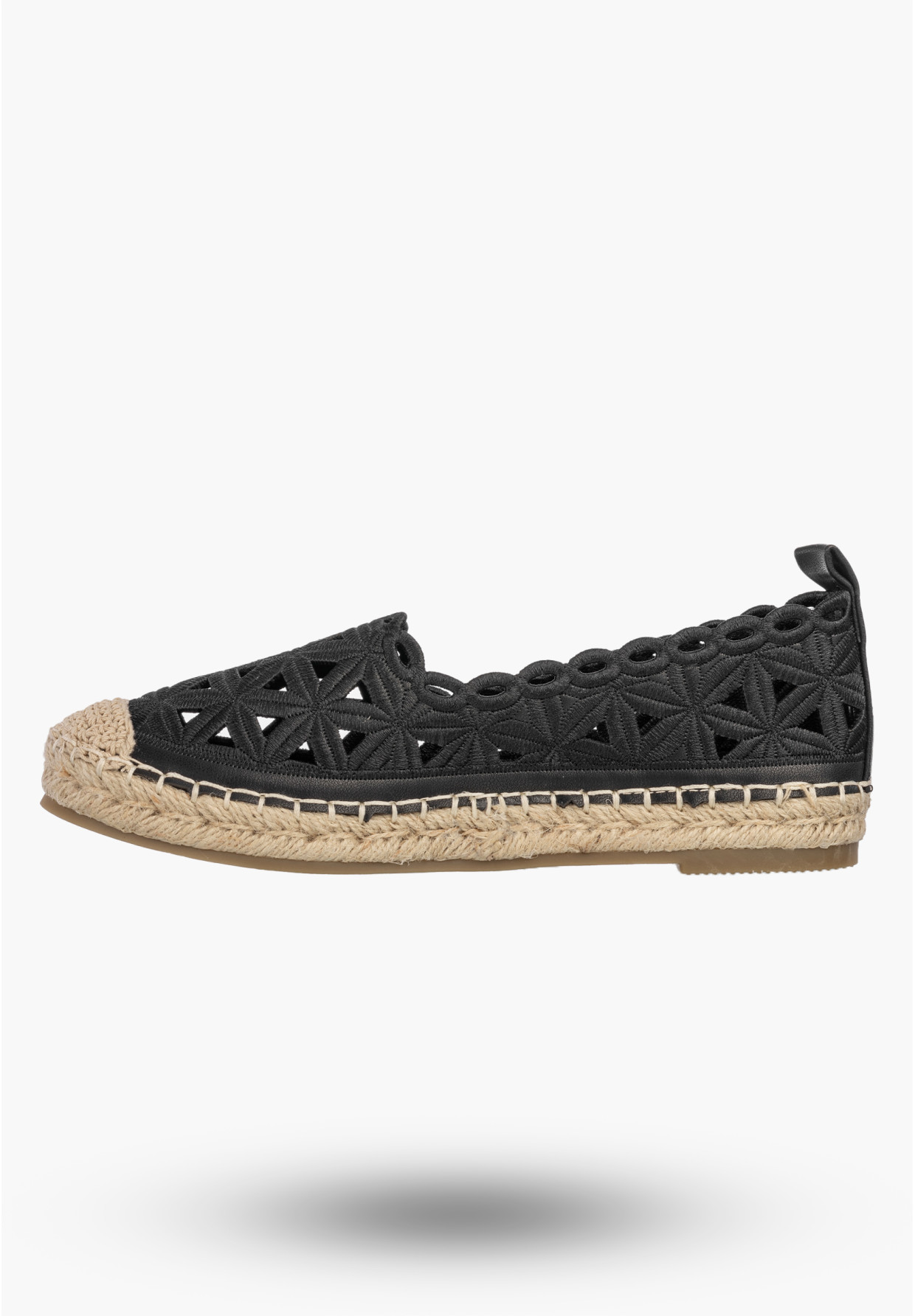 Espadryle Damskie Ażurowe Buty Letnie Wsuwane Plecione Czarne