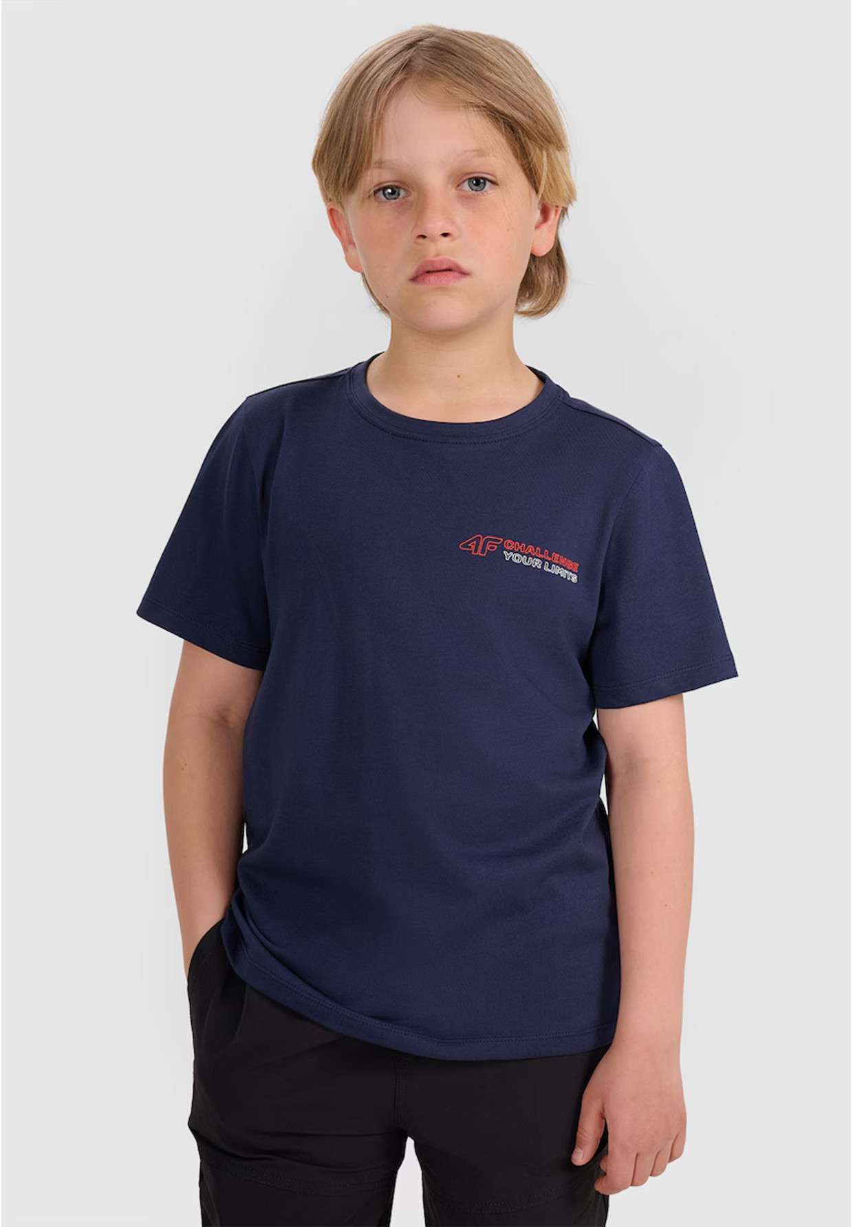 Koszulka Chłopięca 4F T-shirt Z Nadrukiem Sportowy Granatowy 4FJWAW25TTSHM2415