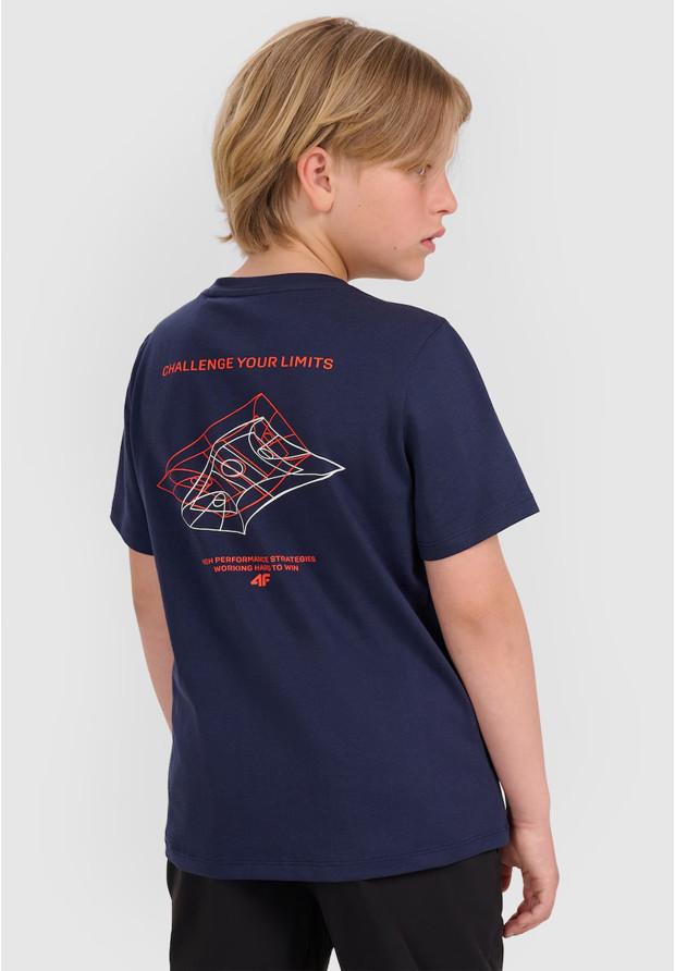 Koszulka Chłopięca 4F T-shirt Z Nadrukiem Sportowy Granatowy 4FJWAW25TTSHM2415