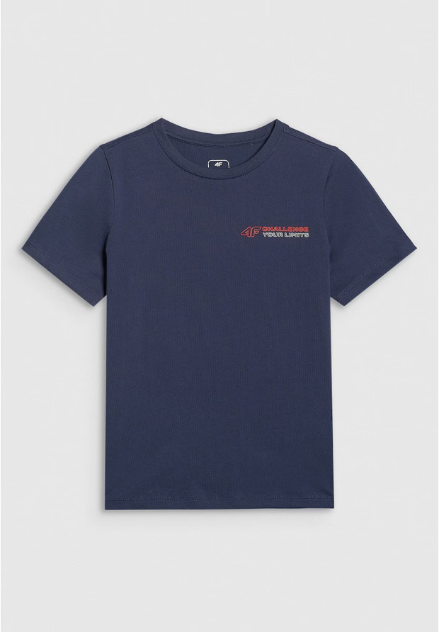 Koszulka Chłopięca 4F T-shirt Z Nadrukiem Sportowy Granatowy 4FJWAW25TTSHM2415