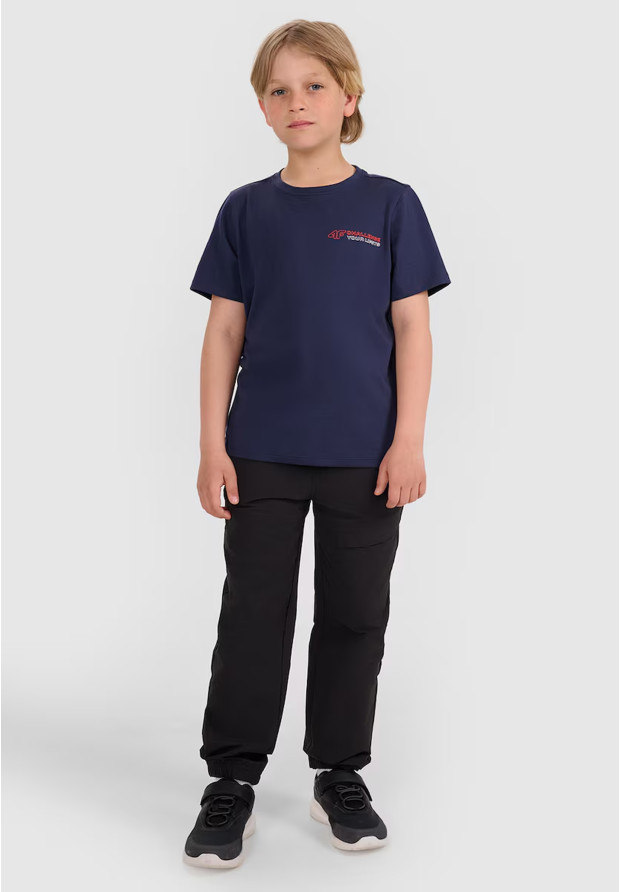 Koszulka Chłopięca 4F T-shirt Z Nadrukiem Sportowy Granatowy 4FJWAW25TTSHM2415