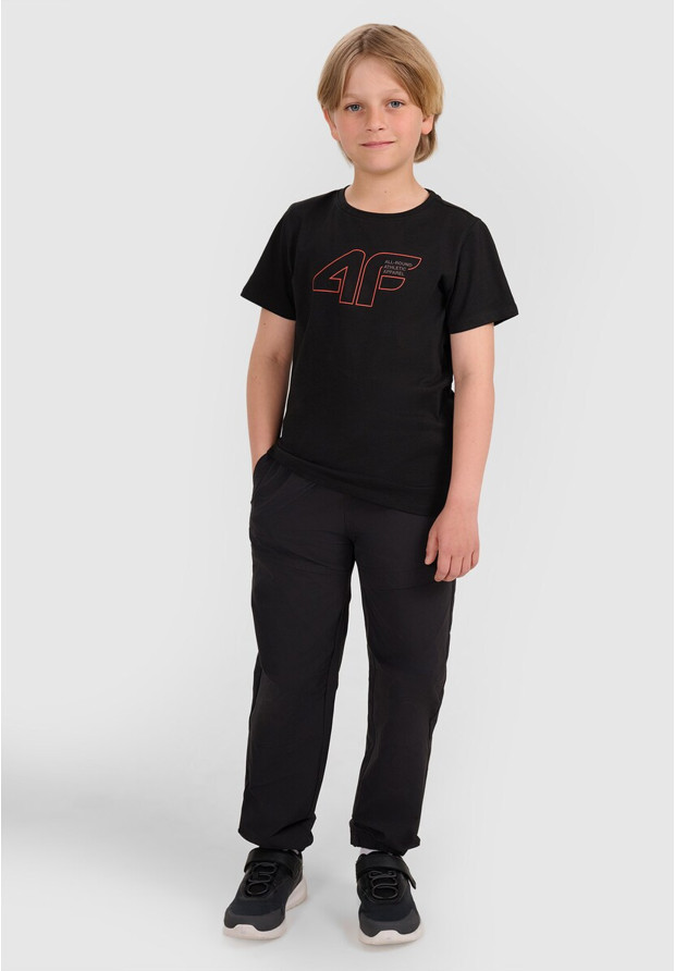 Koszulka Chłopięca 4F T-shirt Z Logo Sportowy Czarny 4FJWAW25TTSHM2417