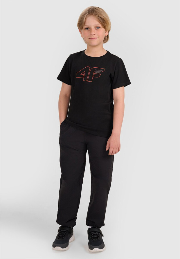 Koszulka Chłopięca 4F T-shirt Z Logo Sportowy Czarny 4FJWAW25TTSHM2417