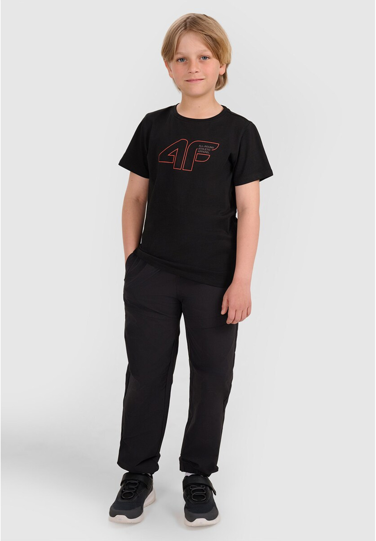 Koszulka Chłopięca 4F T-shirt Z Logo Sportowy Czarny 4FJWAW25TTSHM2417