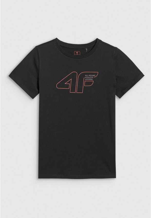 Koszulka Chłopięca 4F T-shirt Z Logo Sportowy Czarny 4FJWAW25TTSHM2417