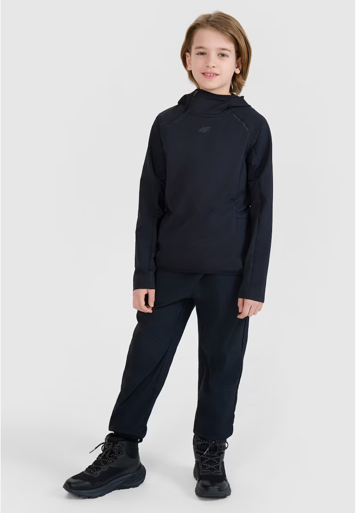 Bluza Dziecięca 4F Trekkingowa Sportowa Nierozpinana Z Kapturem Czarna 4FJWSS25TFSWU535