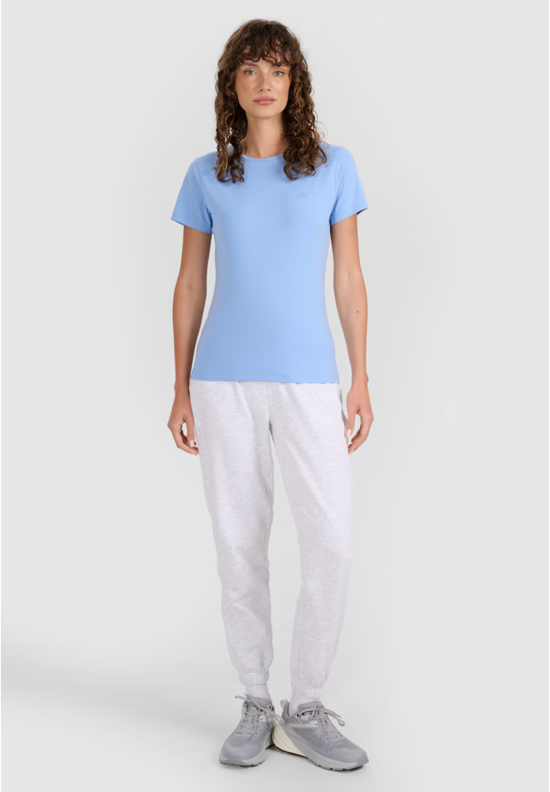 Koszulka Damska 4F T-shirt Slim Fit Gładki Sportowy Niebieski 4FWMM00TTSHF2255
