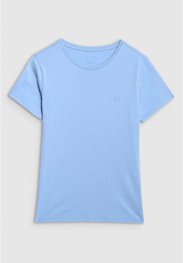 Koszulka Damska 4F T-shirt Slim Fit Gładki Sportowy Niebieski 4FWMM00TTSHF2255