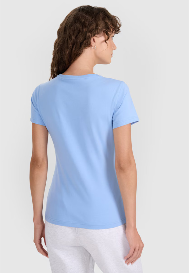 Koszulka Damska 4F T-shirt Slim Fit Gładki Sportowy Niebieski 4FWMM00TTSHF2255