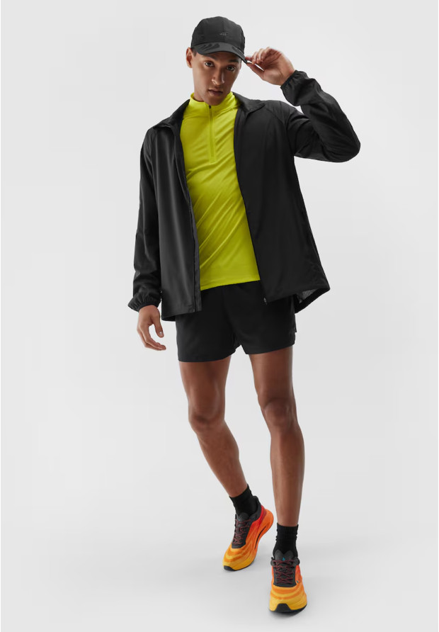 Kurtka Do Biegania Męska 4F Ultralight Lekka Wiatrówka Sportowa Czarna 4FWSS24TTJAM433