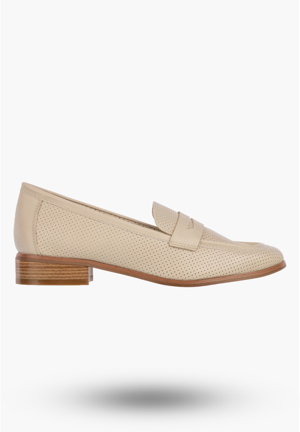 Mokasyny Damskie Ekoskóra Półbuty Eleganckie Buty Casual Beżowe Potocki