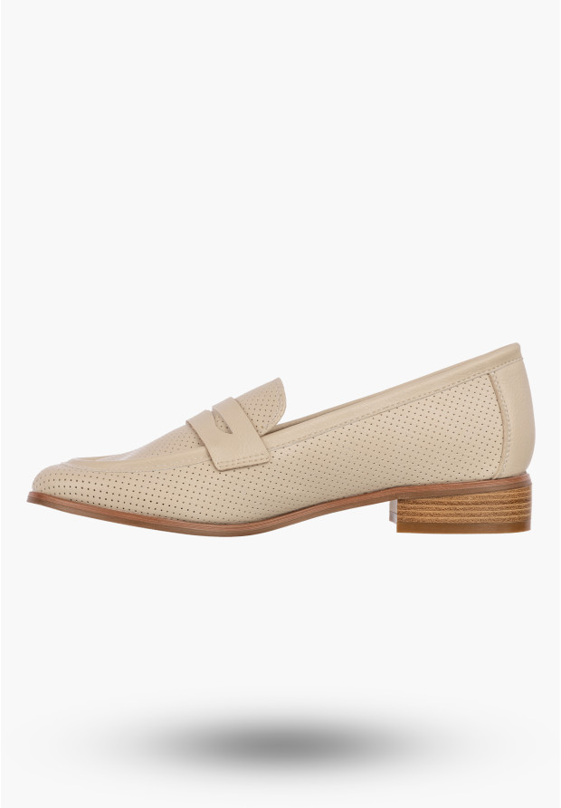 Mokasyny Damskie Ekoskóra Półbuty Eleganckie Buty Casual Beżowe Potocki