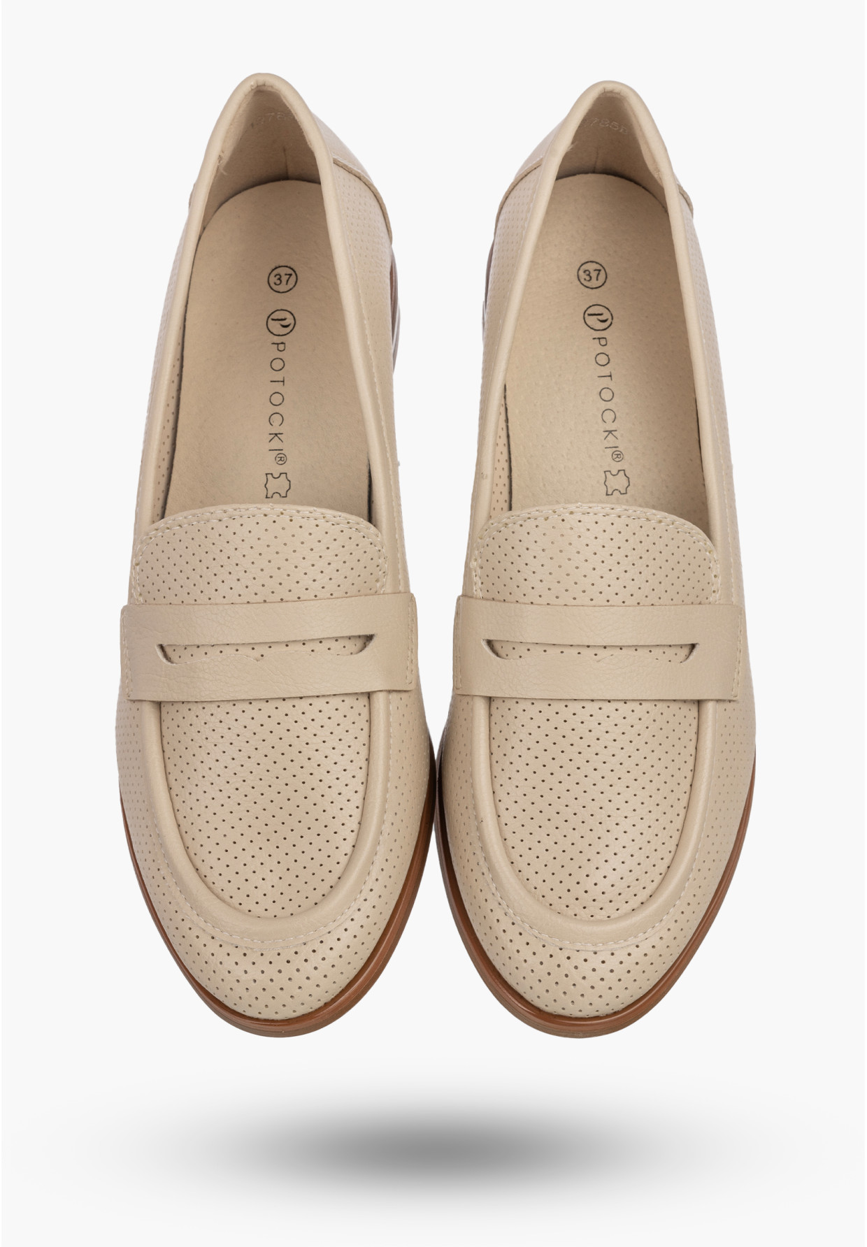 Mokasyny Damskie Ekoskóra Półbuty Eleganckie Buty Casual Beżowe Potocki