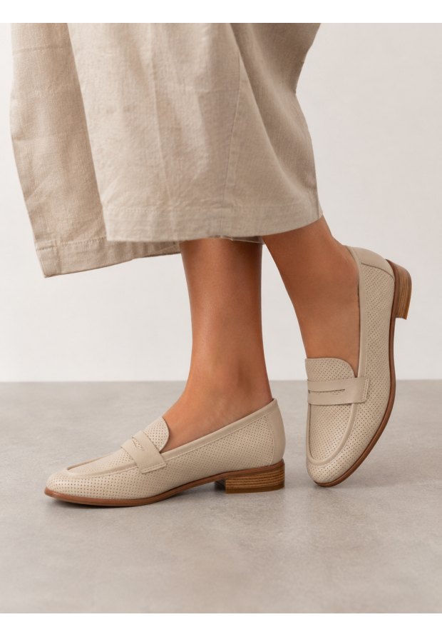 Mokasyny Damskie Ekoskóra Półbuty Eleganckie Buty Casual Beżowe Potocki