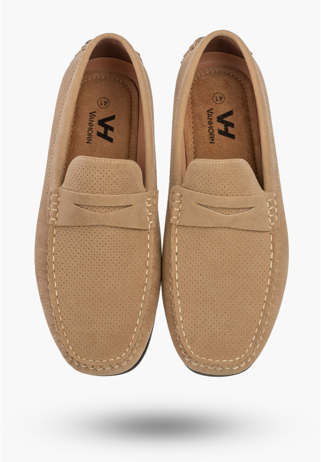 Mokasyny Męskie Ażurowe Eleganckie Wizytowe Buty Casual Beżowe Vanhorn