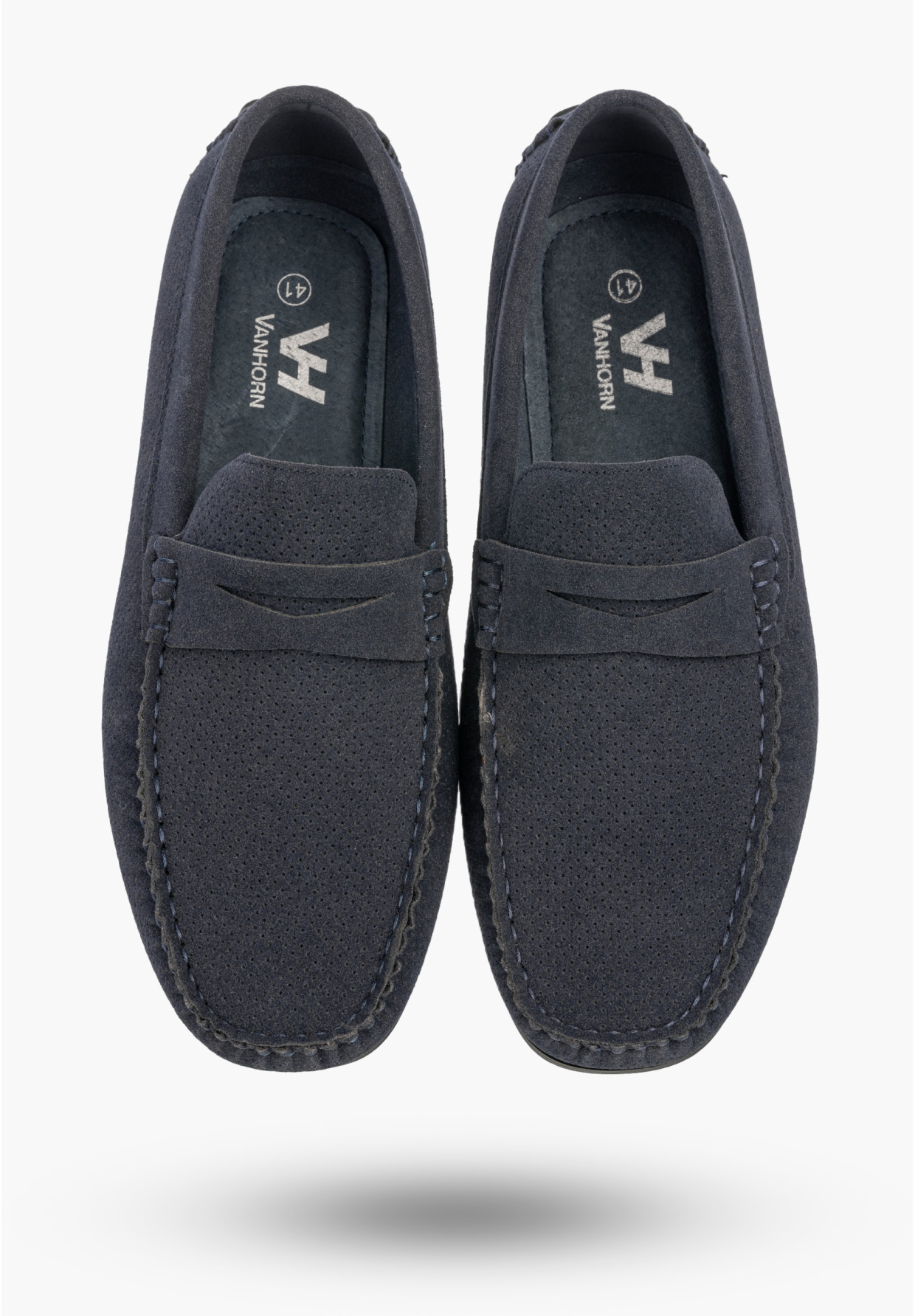 Mokasyny Męskie Ażurowe Eleganckie Wizytowe Buty Casual Granatowe Vanhorn