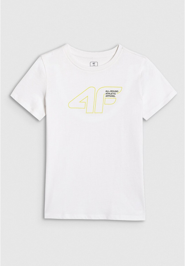 Koszulka Dziecięca 4F T-Shirt Sportowy Bawełniany Z Nadrukiem Biały 4FJWAW25TTSHM2417