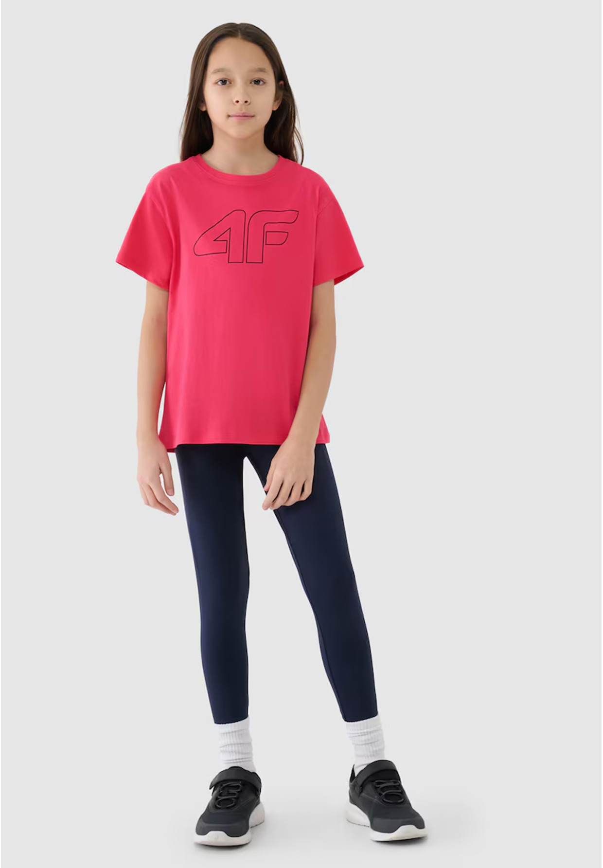 Legginsy Dziewczęce Spodnie 4F Bawełniane Sportowe Granatowe 4FJWMM00TTIGF178
