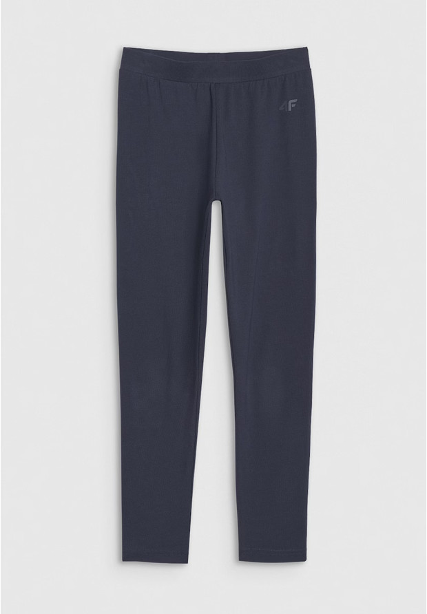 Legginsy Dziewczęce Spodnie 4F Bawełniane Sportowe Granatowe 4FJWMM00TTIGF178