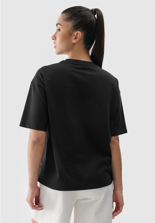 Koszulka Damska 4F T-shirt Oversize Basic Sportowy Czarny 4FRSS24TTSHF2545