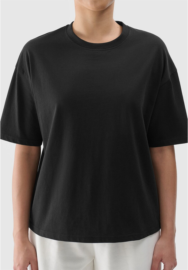 Koszulka Damska 4F T-shirt Oversize Basic Sportowy Czarny 4FRSS24TTSHF2545