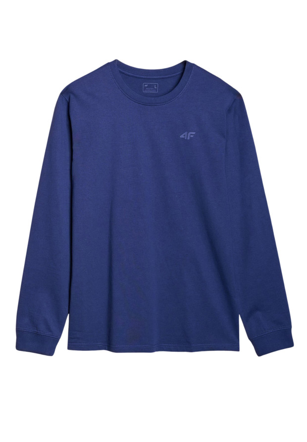 Koszulka Męska 4F Sportowa Bawełniana Longsleeve Regular Casual Granatowa 4FWMM00TLONM432