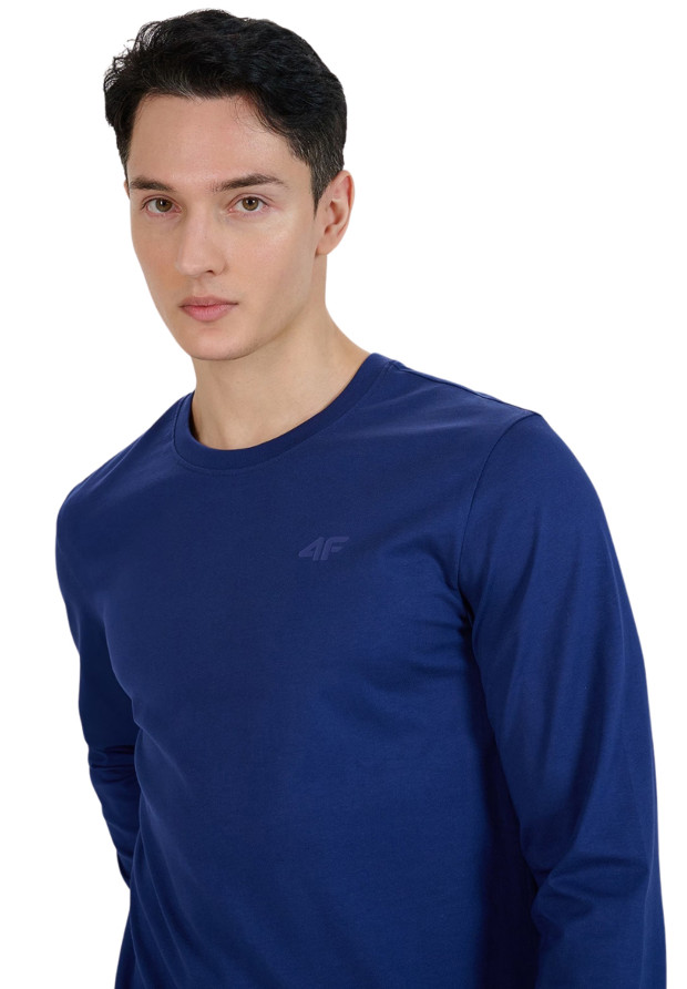 Koszulka Męska 4F Sportowa Bawełniana Longsleeve Regular Casual Granatowa 4FWMM00TLONM432