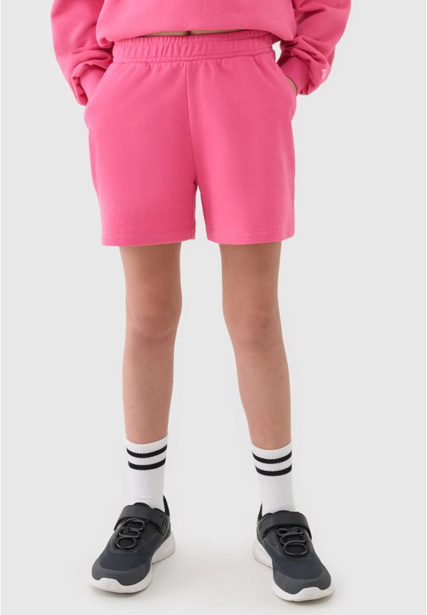 Spodenki Dresowe Dziewczęce 4F Luźne Oversize Sportowe Casual Różowe 4FJWSS25TSHOF470
