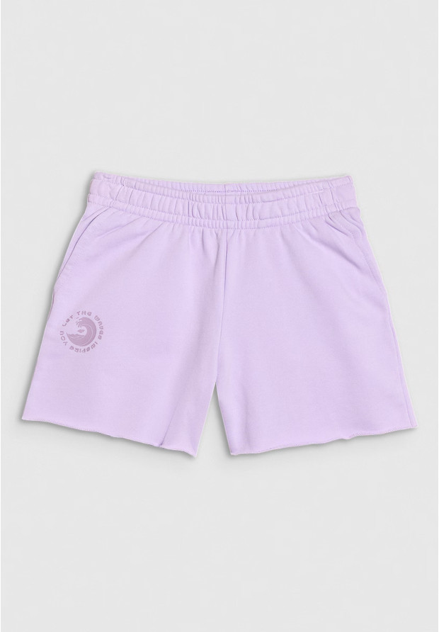 Spodenki Dresowe Dziewczęce 4F Luźne Regular Sportowe Casual Fioletowe 4FJWSS25TSHOF484