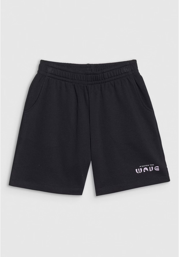 Spodenki Dresowe Dziewczęce 4F Luźne Oversize Sportowe Casual Czarne 4FJWSS25TSHOF618