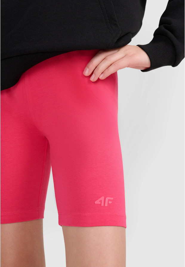 Legginsy Dziewczęce 4F Kolarki Bawełniane Spodenki Różowe 4FJWSS25TSTIF014