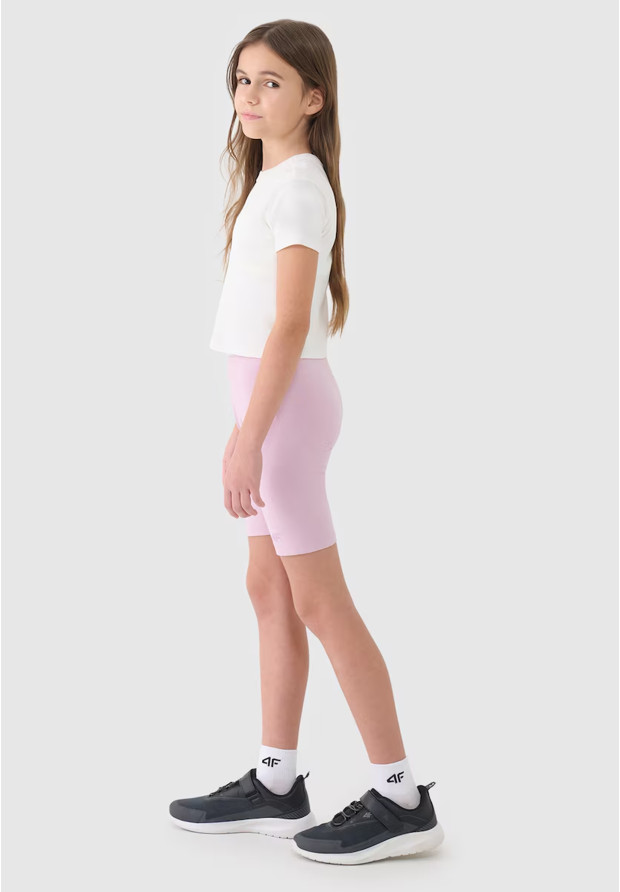 Legginsy Dziewczęce 4F Kolarki Bawełniane Spodenki Jasny Róż 4FJWSS25TSTIF014