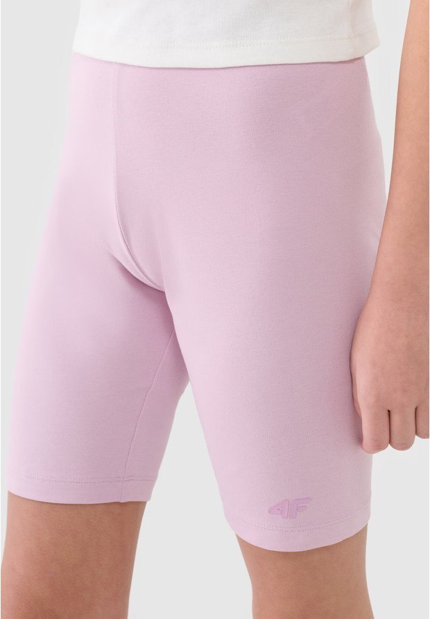 Legginsy Dziewczęce 4F Kolarki Bawełniane Spodenki Jasny Róż 4FJWSS25TSTIF014
