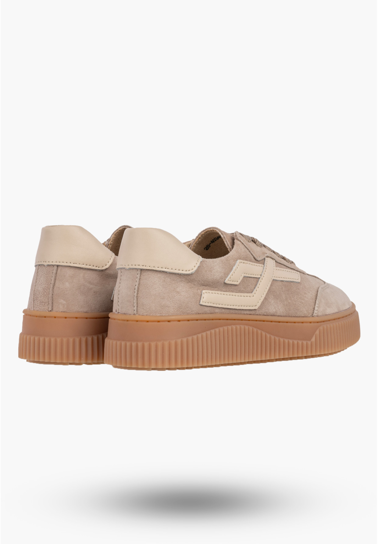 Sneakersy Damskie Skórzane Buty Zamszowe Sportowe Na Platformie Casual Beżowe