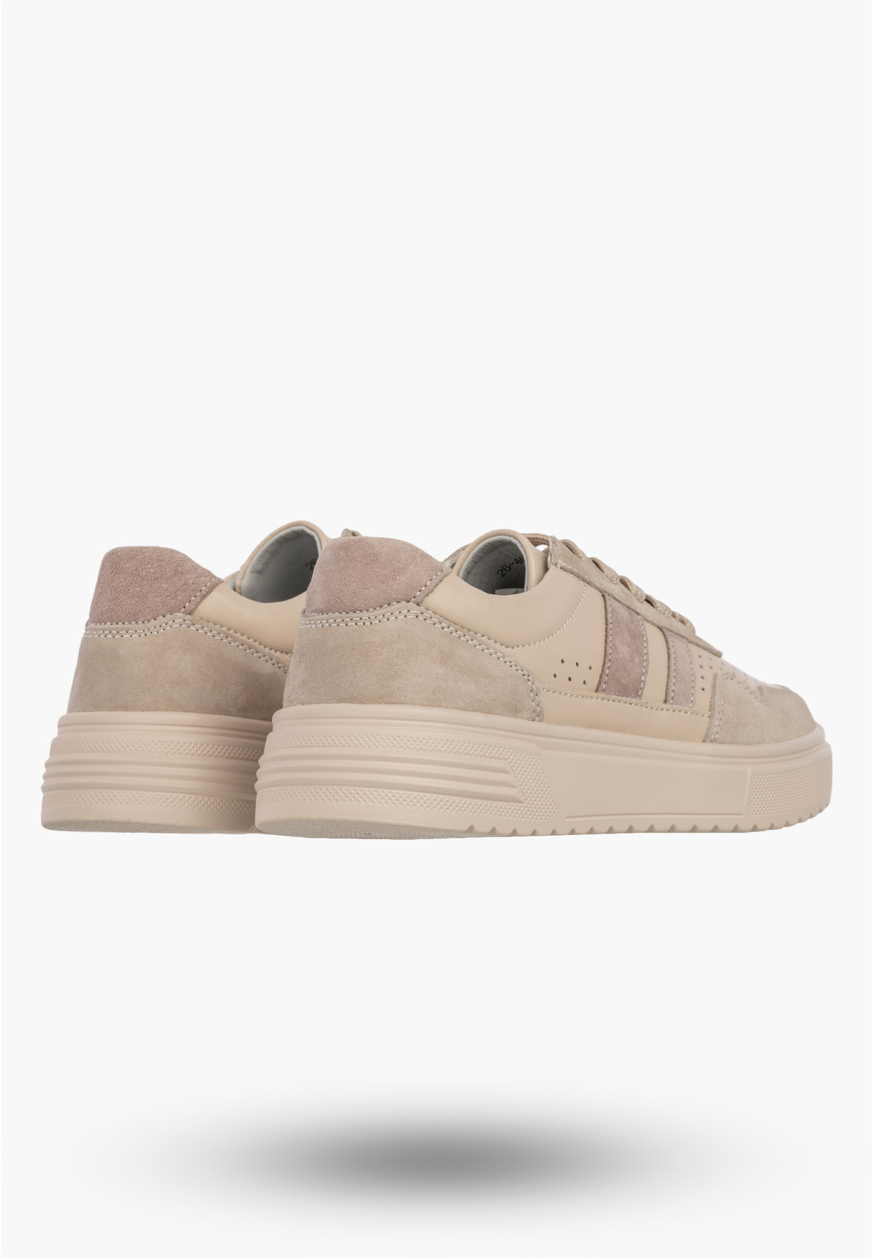 Sneakersy Damskie Skórzane Buty Zamszowe Sportowe Casual Beżowe