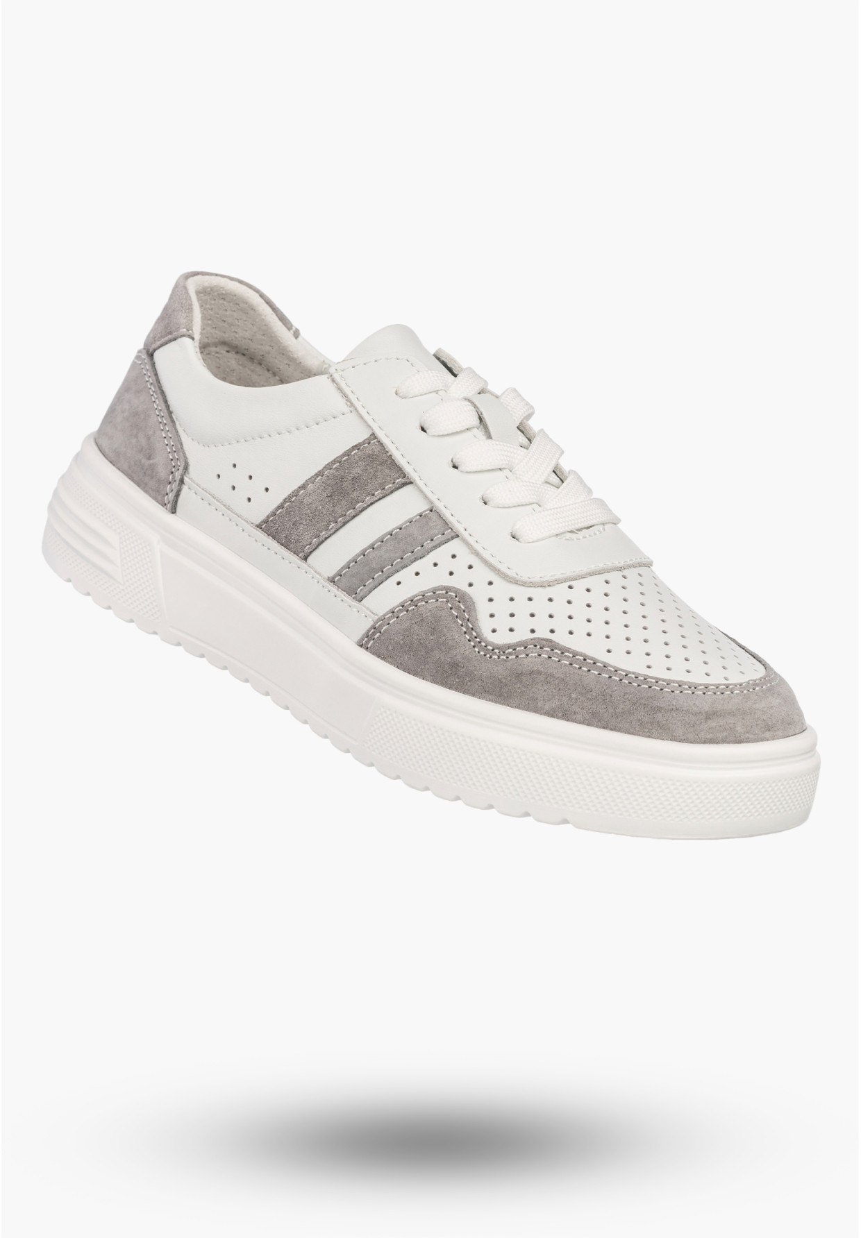 Sneakersy Damskie Skórzane Buty Zamszowe Sportowe Casual Białe