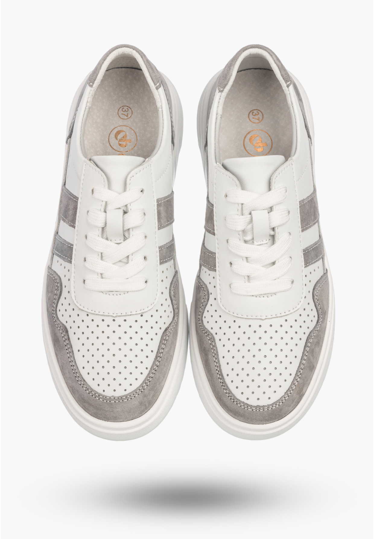 Sneakersy Damskie Skórzane Buty Zamszowe Sportowe Casual Białe