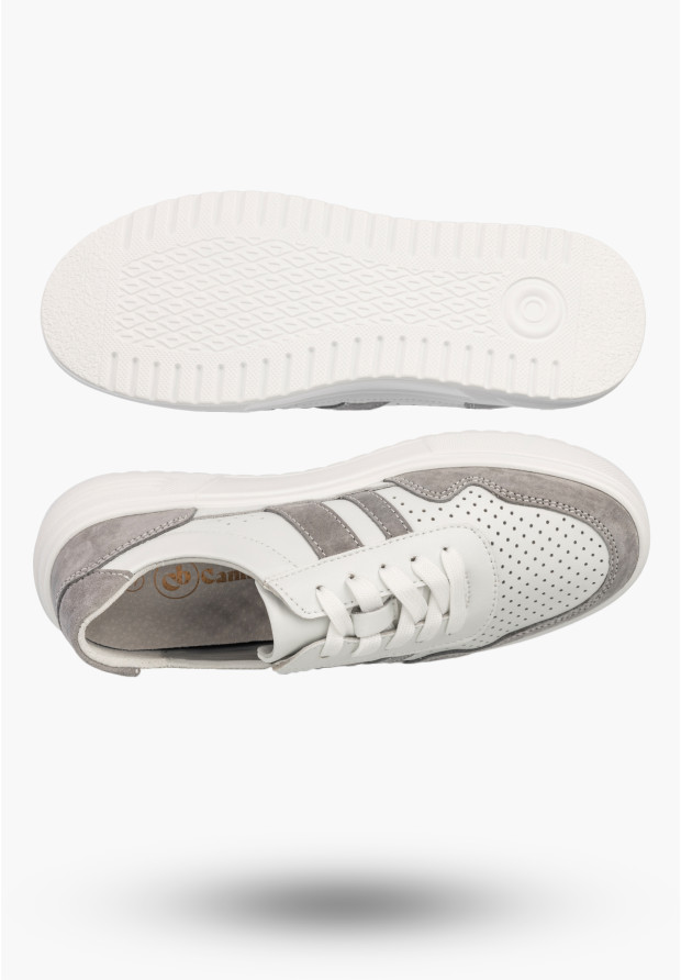 Sneakersy Damskie Skórzane Buty Zamszowe Sportowe Casual Białe