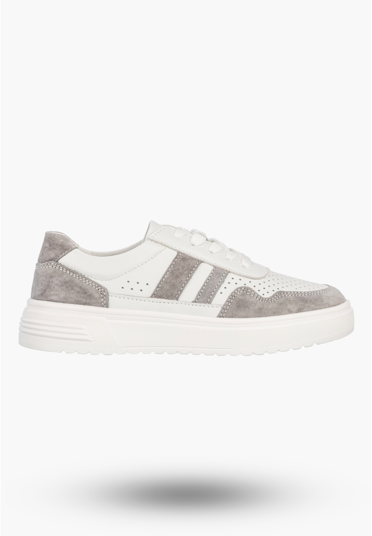 Sneakersy Damskie Skórzane Buty Zamszowe Sportowe Casual Białe